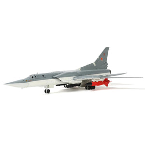 NUOTIE Tupolev Tu-22M Backfire model aircraft in gray with red missile, side profile