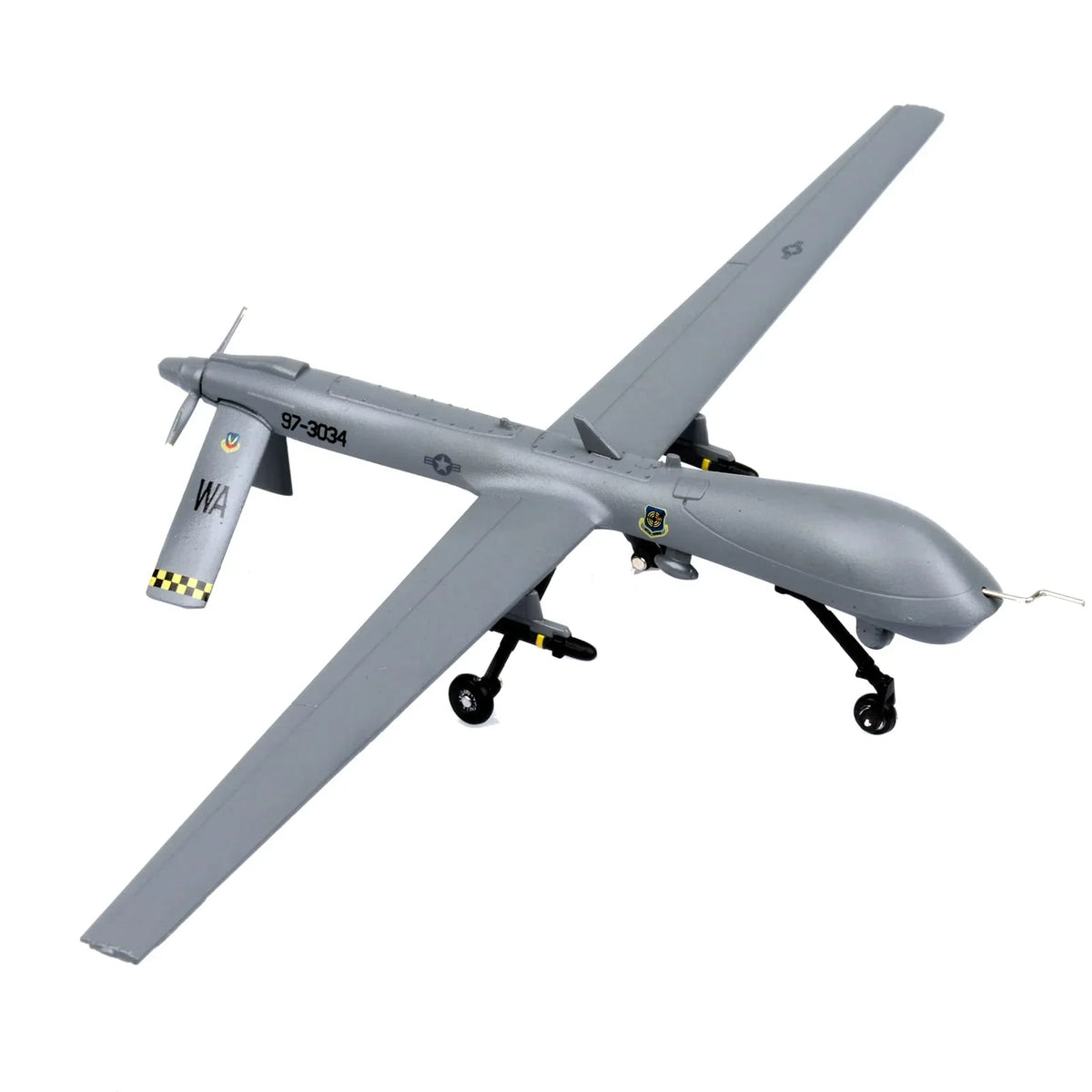 NUOTIE Model MQ-1 Predator grey diecast metal aircraft top view