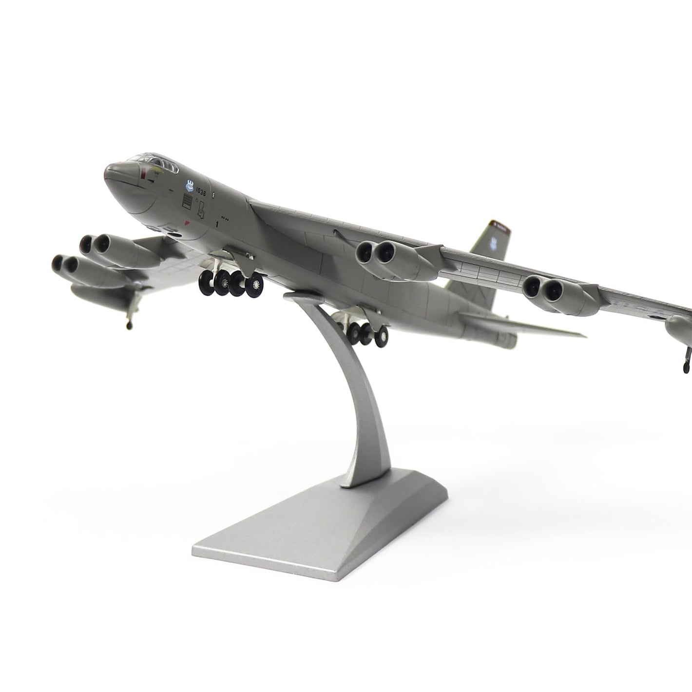NUOTIE Boeing B-52 Stratofortress diecast metal model aircraft with stand, front view