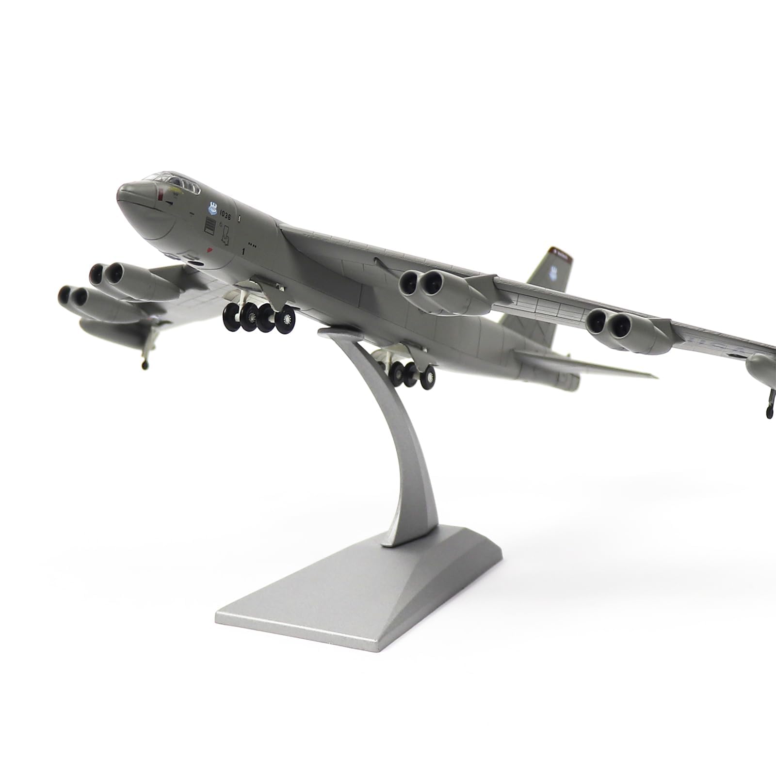 NUOTIE Boeing B-52 Stratofortress diecast metal model aircraft with stand, front view
