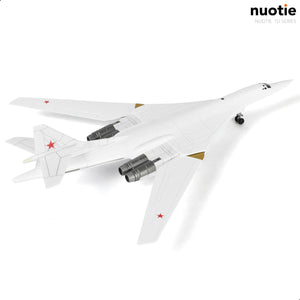 NUOTIE Tu-160 heavy strategic bomber model in white with black and red details, top view