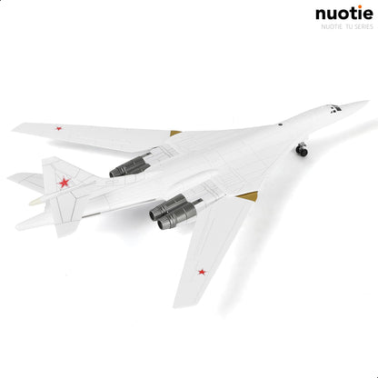 NUOTIE Tu-160 heavy strategic bomber model in white with black and red details, top view