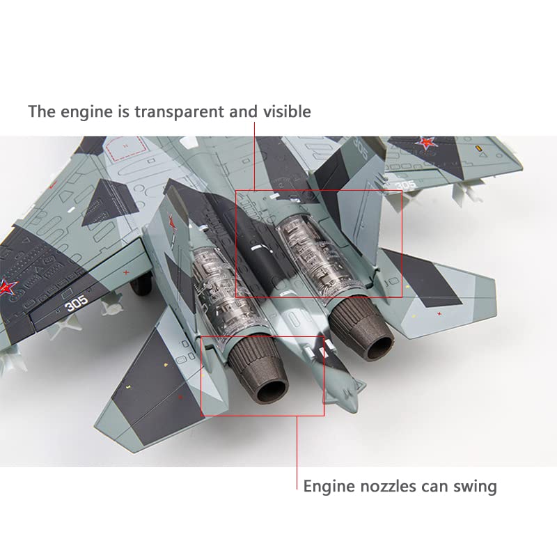 1/72 Sukhoi SU-35 Diecast Metal Model - Russian Air Force Flanker-E Fighter Jet with Stand by NUOTIE