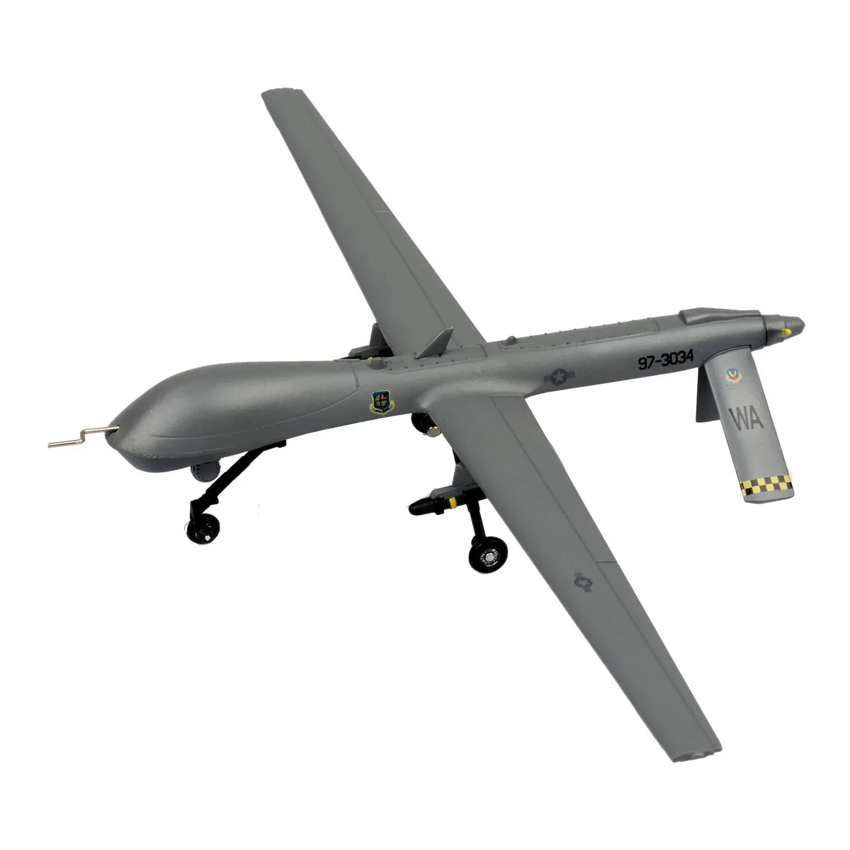 NUOTIE Model MQ-1 Predator grey diecast metal aircraft top view