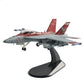 NUOTIE 1/100 F/A-18F Super Hornet model with red tail markings, front view, displayed on stand