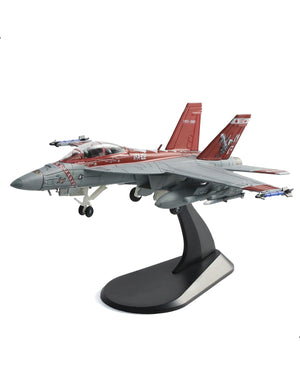 1/100 F/A-18F Super Hornet Diecast Model VFA-102 Diamondbacks Squadron Navy Carrier-Based Fighter with Red Tail Stinger Marking Display Replica Detailed Military Aviation Gift for Collectors