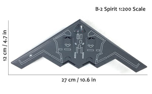 NUOTIE 1/200 Northrop B-2 Spirit diecast metal model aircraft, top view with dimensions