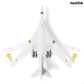 NUOTIE Diecast Tu-160 bomber model in white, top view with wings extended