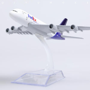 1/400 A380 Model Plane for FedEx Diecast Metal Airplane Model kit for Airbus A380 (5.5-inch L) with Display Plane Stand for Adults Airplane Toy Aviation Gift or Desktop Collection