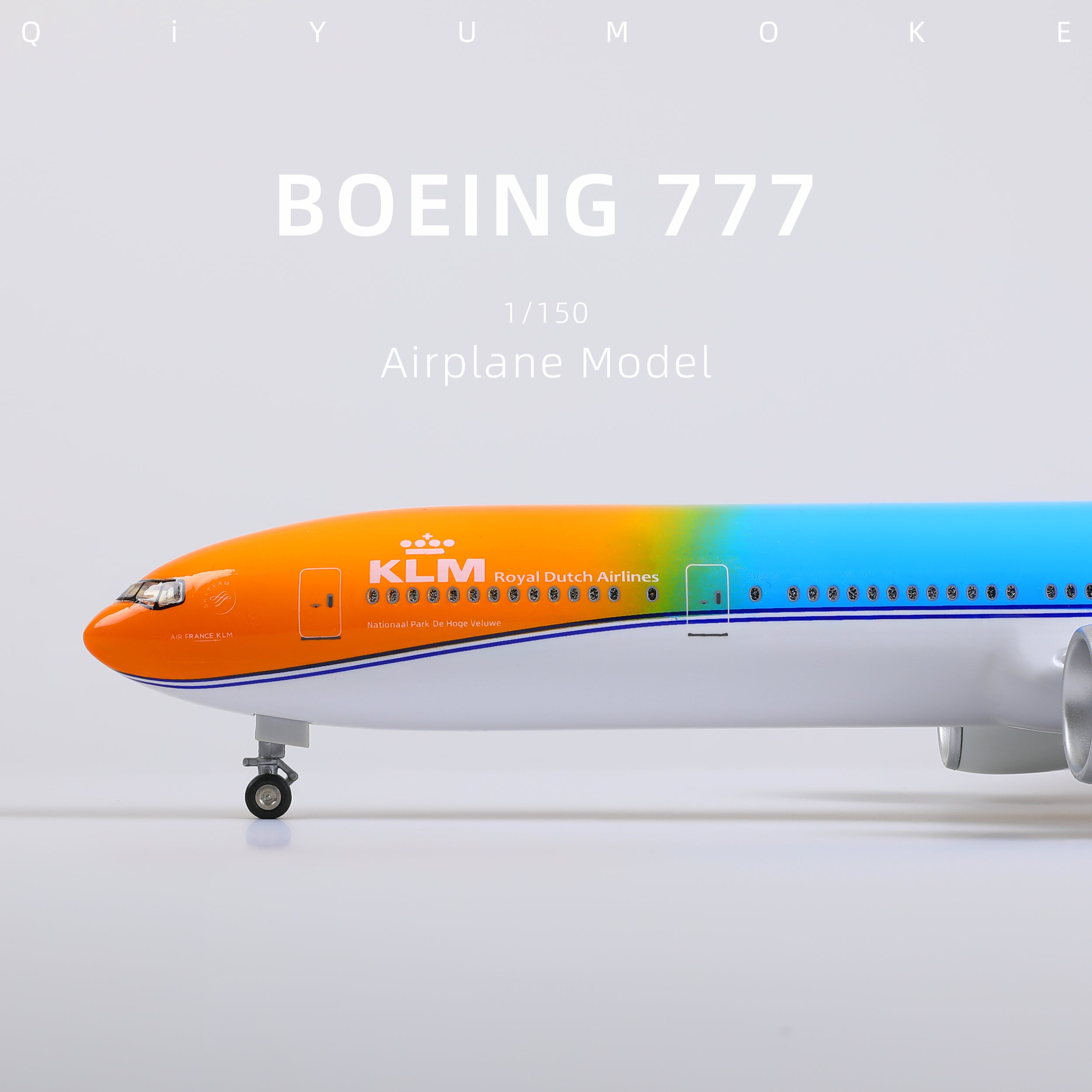 1/150 Boeing 777-300ER KLM "Orange Pride" Diecast Model | Finished Special Livery Desktop Display Plane with Stand