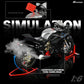 Close-up of Ducati motorcycle model with smoke effect, highlighting features and details.
