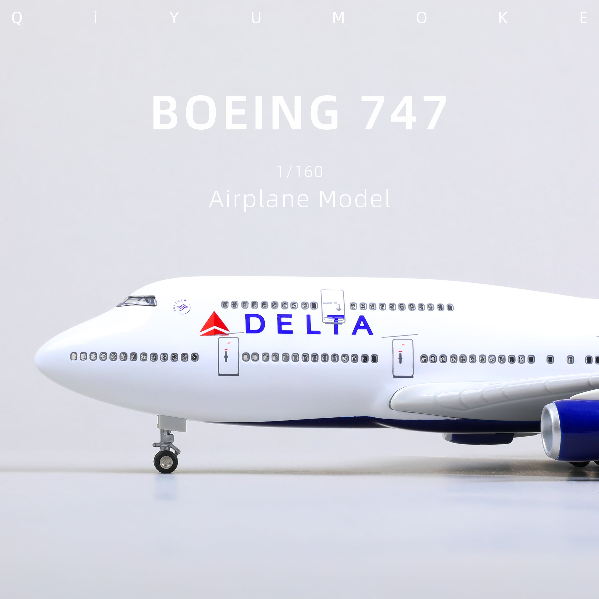 1/160 Boeing 747 Delta Airlines Diecast Airplane Model | Finished Jumbo Jet Static Display with Stand