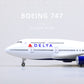 1/160 Boeing 747 Delta Airlines 17 inchs Large Model Diecast Airplane Model Kits with Stand Airlines Model Plane Display Collectible for Aviation Enthusiast Gift