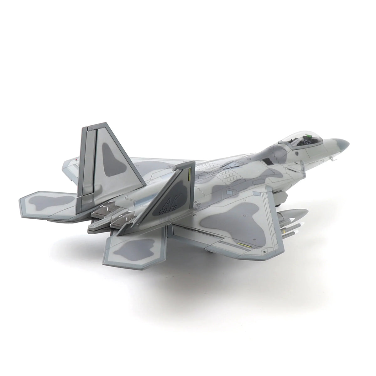 NUOTIE F-22 Raptor model in gray camouflage, aircraft rear view