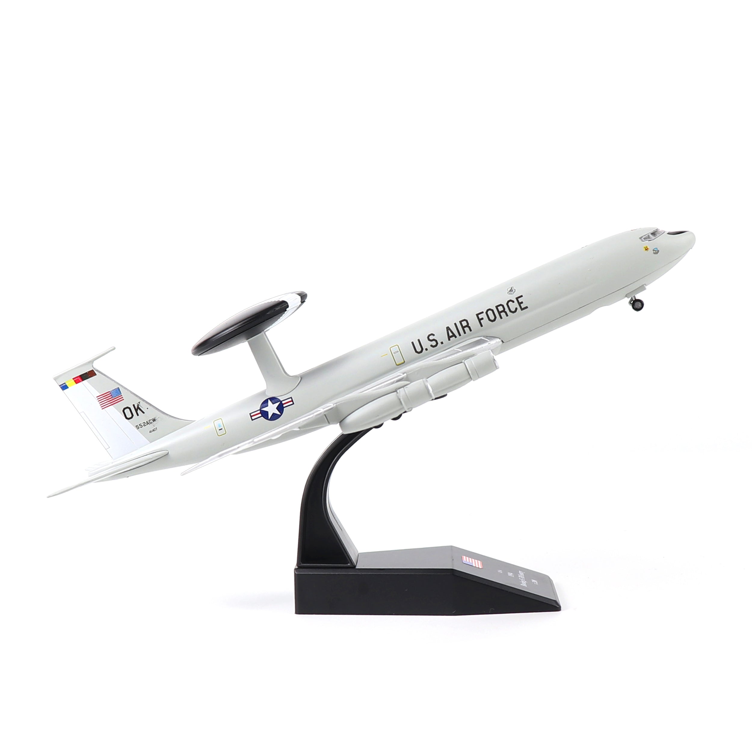 1:200 Diecast Metal E-3 Sentry AWACS Model - US Military Surveillance Jet with Stand