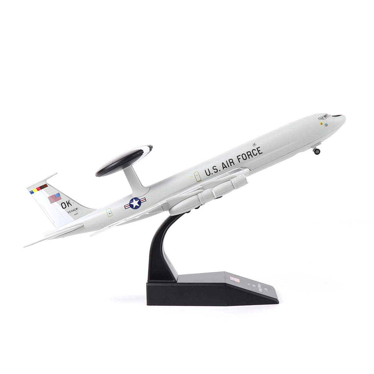 NUOTIE Model E-3 Sentry AWACS model in flight position, aircraft side profile