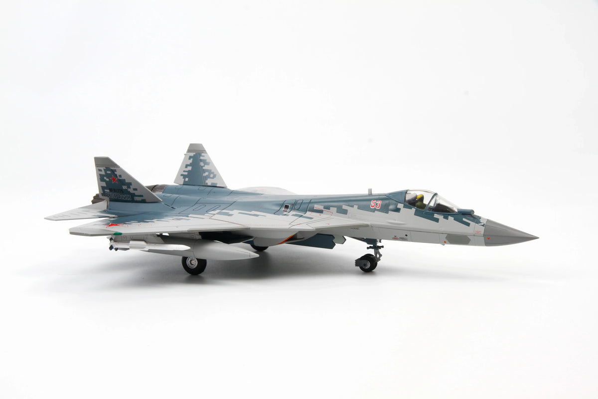 NUOTIE Model Sukhoi SU-57 Felon green diecast metal aircraft angled side view