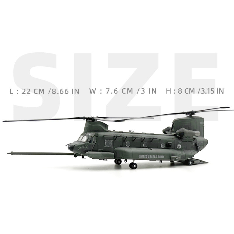 NUOTIE Model MH-47G Chinook helicopter in grey, side profile view