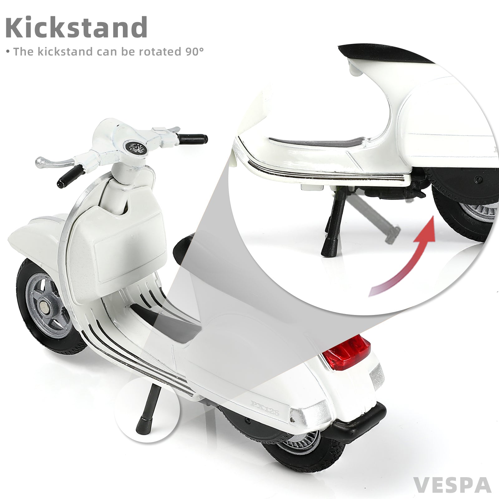1/18 Scale 2016 Vespa PX Moped Scooter Diecast Model, Red Classic Motorcycle Replica with Display Stand, Adult Collectible & Cake Topper