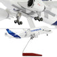 Underside view of QIYUMOKE A330 Beluga XL1 model with display stand and landing gear.