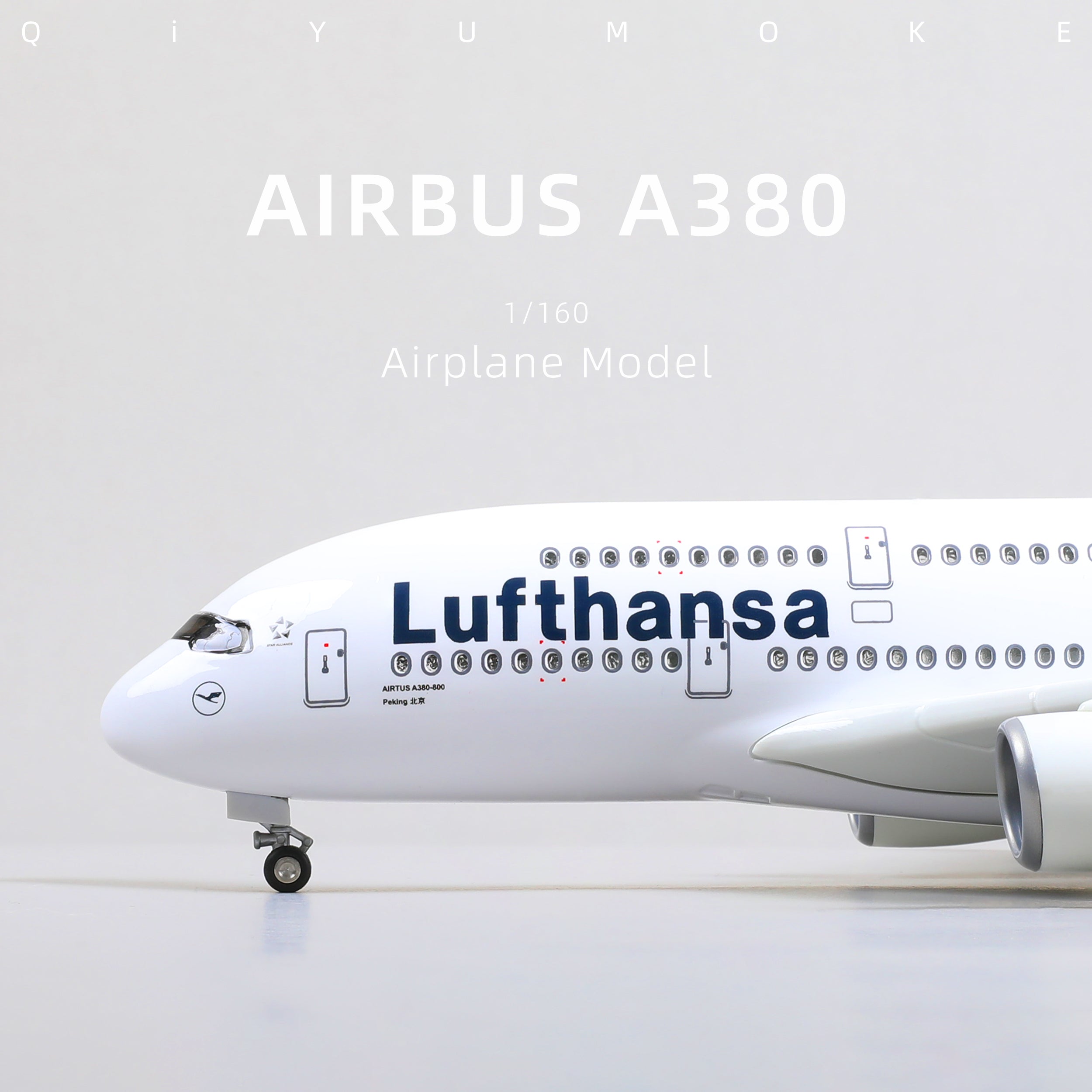 1/160 Airbus A380 Lufthansa Diecast Airplane Model | Finished Superjumbo Static Display with Stand