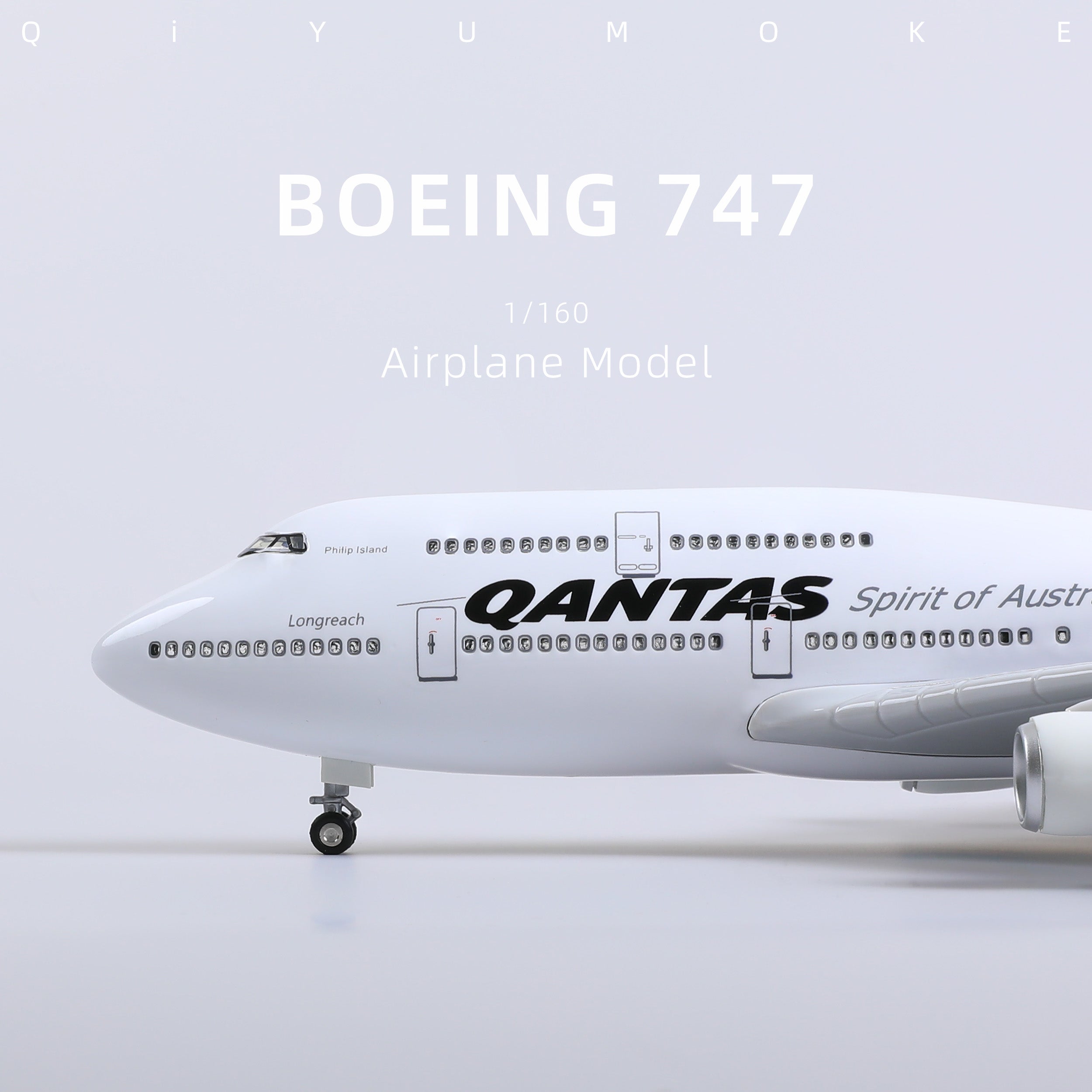 1/160 Boeing 747 Qantas Model Kit | Jumbo Jet Assembly Plane with Display Base