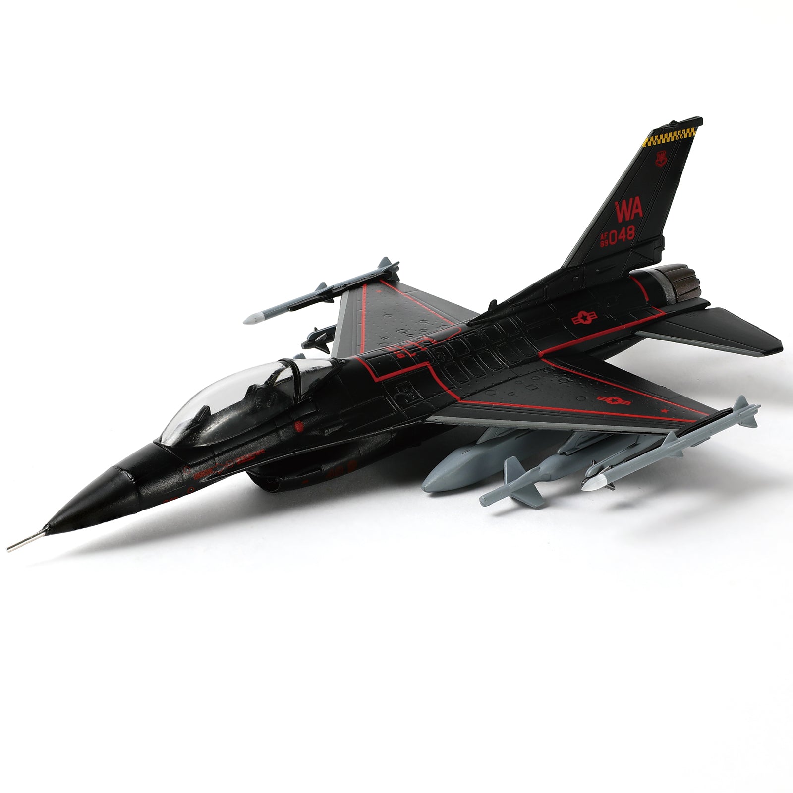 1/100 Scale F-16C Fighting Falcon Diecast Metal Model - Nellis AFB 57th Wing BLACK Aggressor Jet
