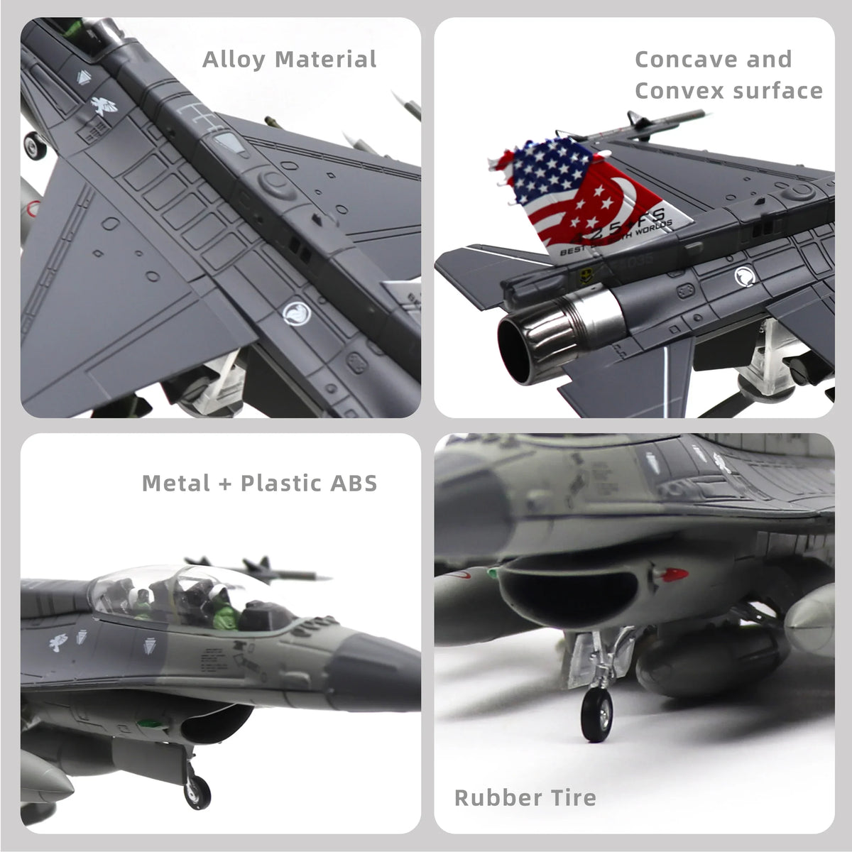 NUOTIE F-16D Fighting Falcon model showing alloy material and details, close-up view