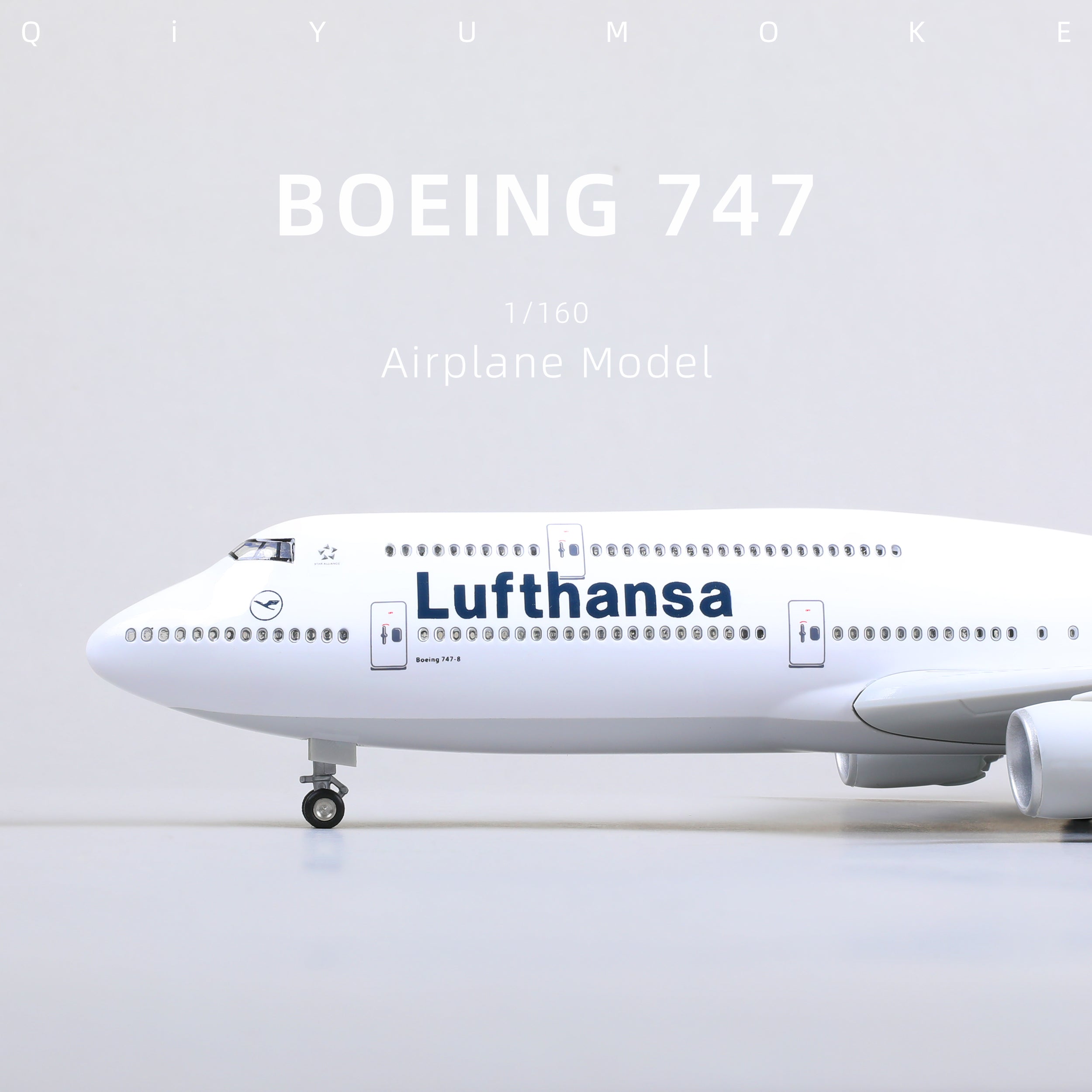 1/160 Boeing 747 Lufthansa Diecast Airplane Model | Finished Jumbo Jet Static Display with Stand