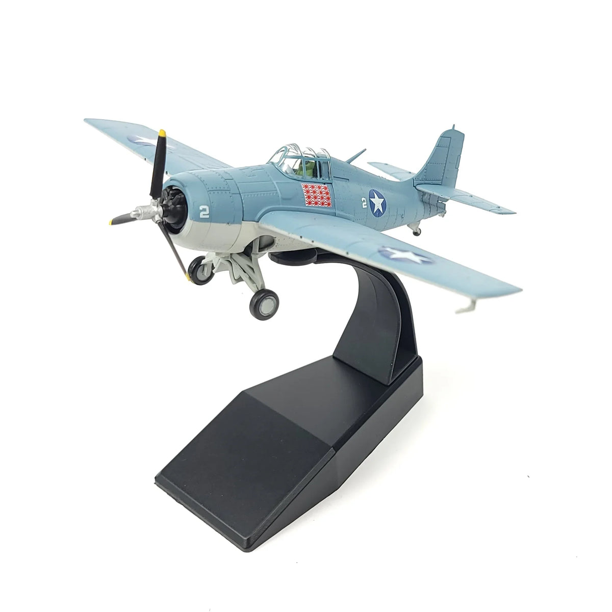 NUOTIE Model F4F Wildcat navy aircraft with stand front view