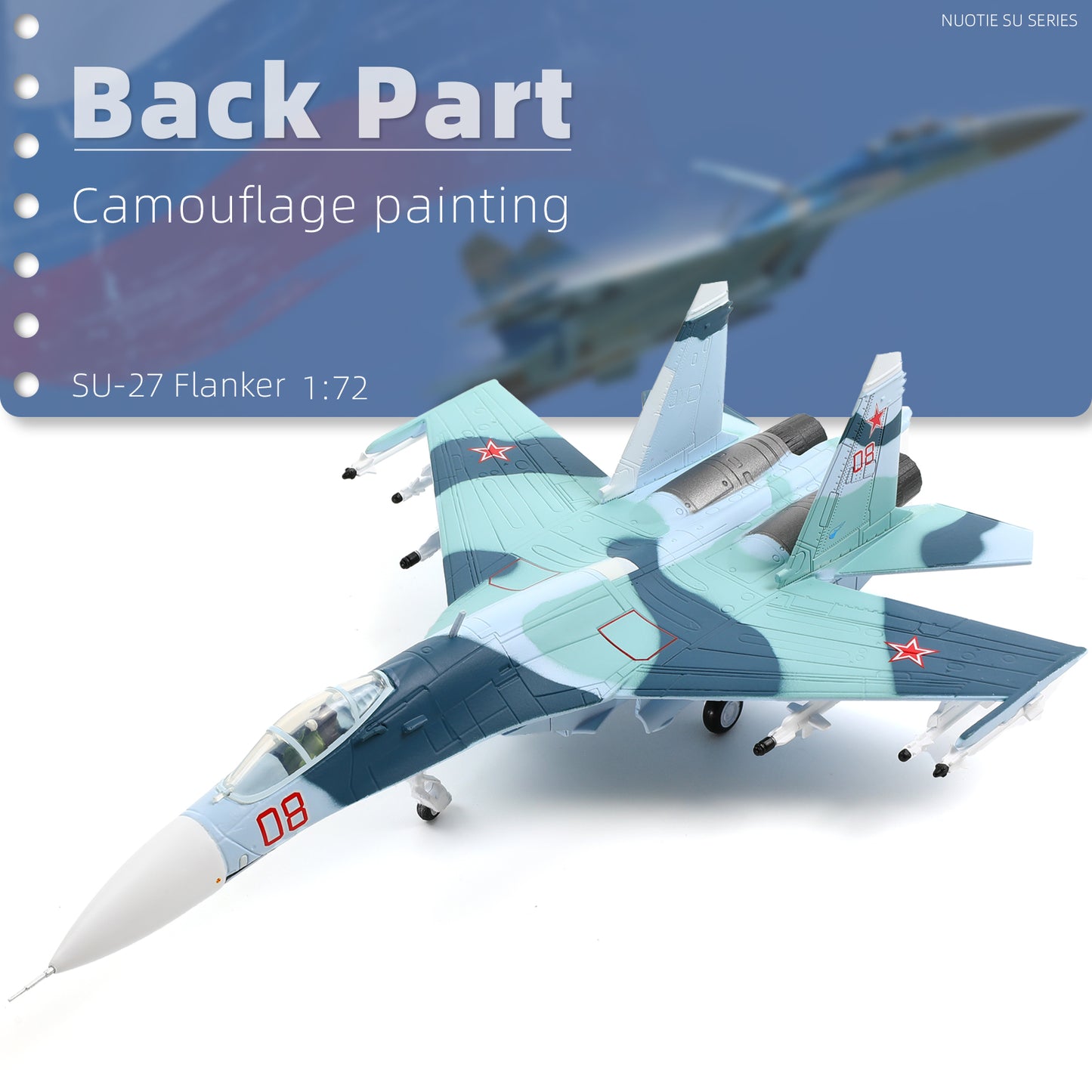 NUOTIE Sukhoi su-27 Flanker 1/100 Diecast Metal Aircraft Model Kit Sov ...