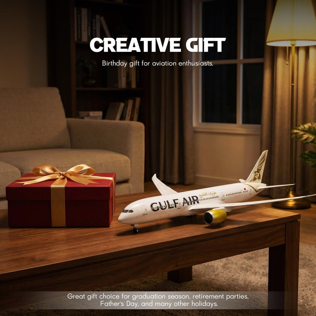 1/130 Large Scale Gulf Boeing 787 Airplane Model with Stand-QIYUMOKE