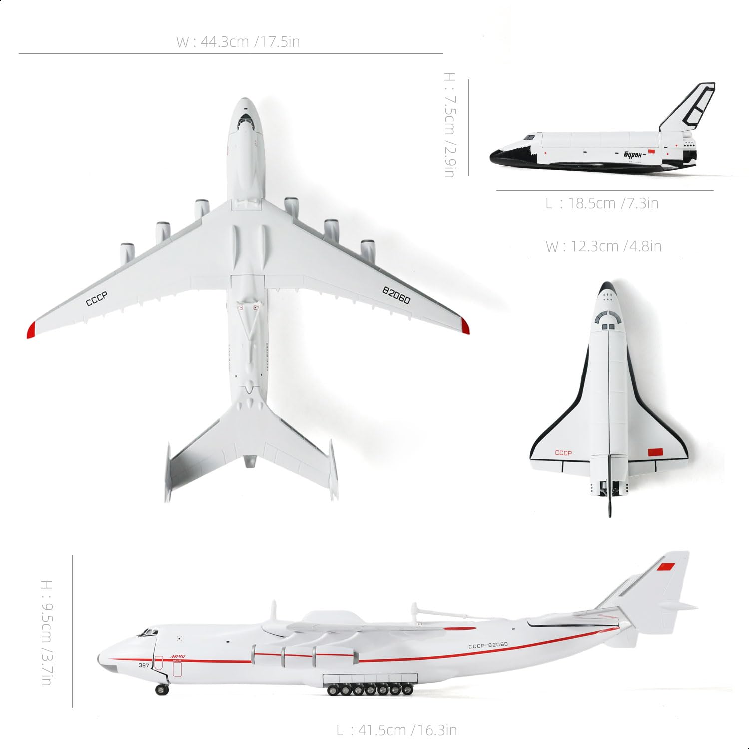 1/200 Antonov An-225 Mriya Transport Aircraft Model, Resin Buran Shuttle Carrier Display by QIYUMOKE