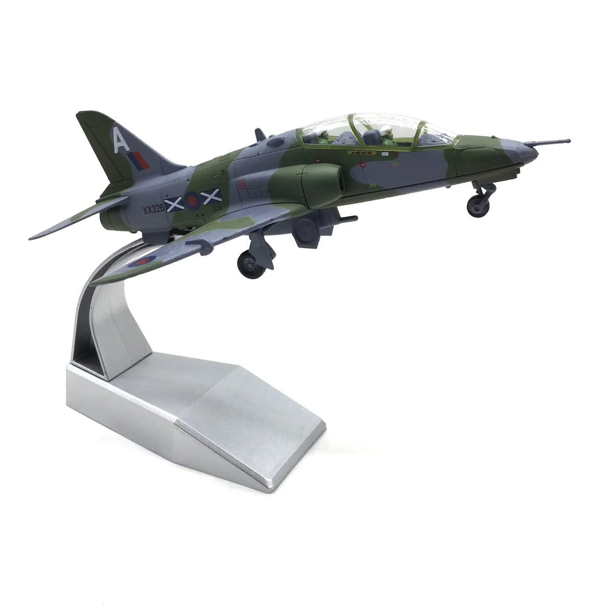 NUOTIE 1/100 BAE Systems Hawk model in green and gray aircraft with stand side view