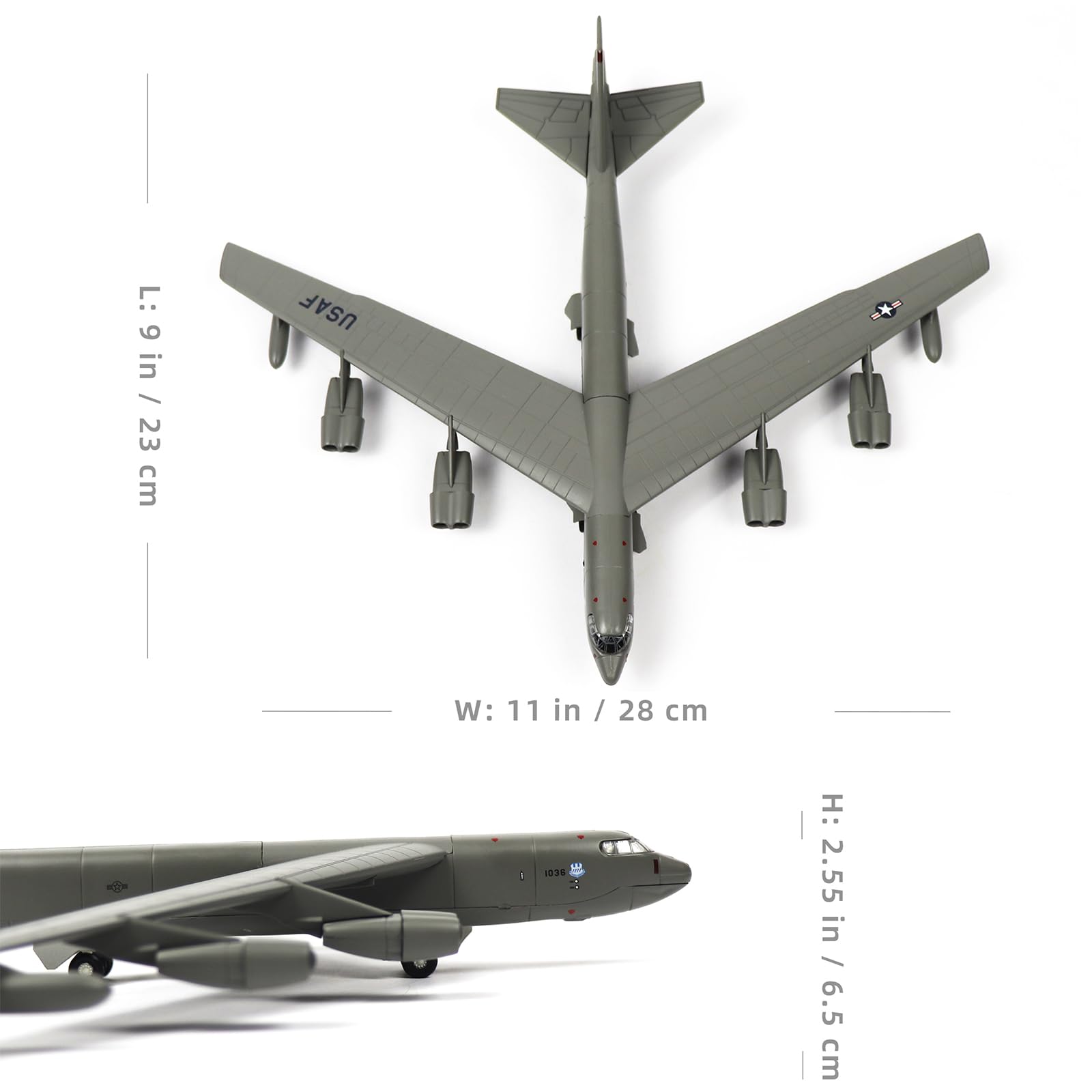NUOTIE Boeing B-52 Stratofortress diecast metal model aircraft top view