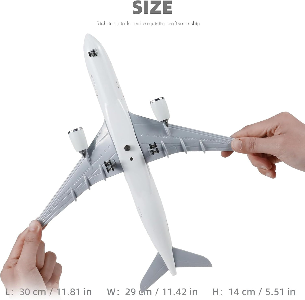 Size chart of the 1/240 A350 model: 30 cm long, 29 cm wingspan, 14 cm high