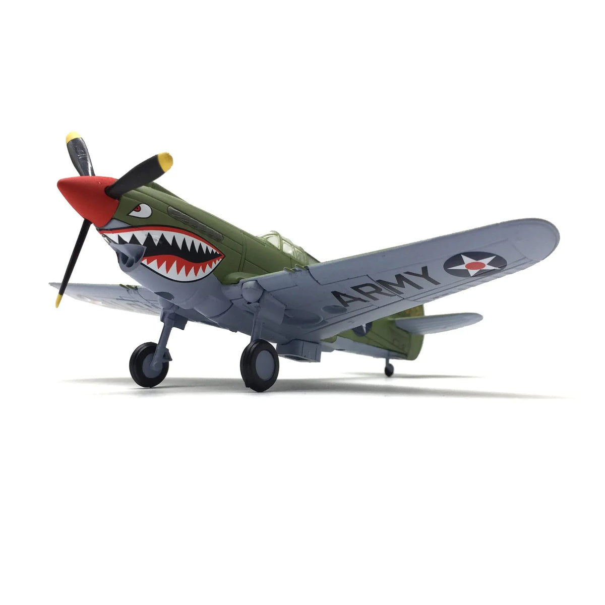 NUOTIE P-40B Tomahawk diecast model with shark mouth design, side view