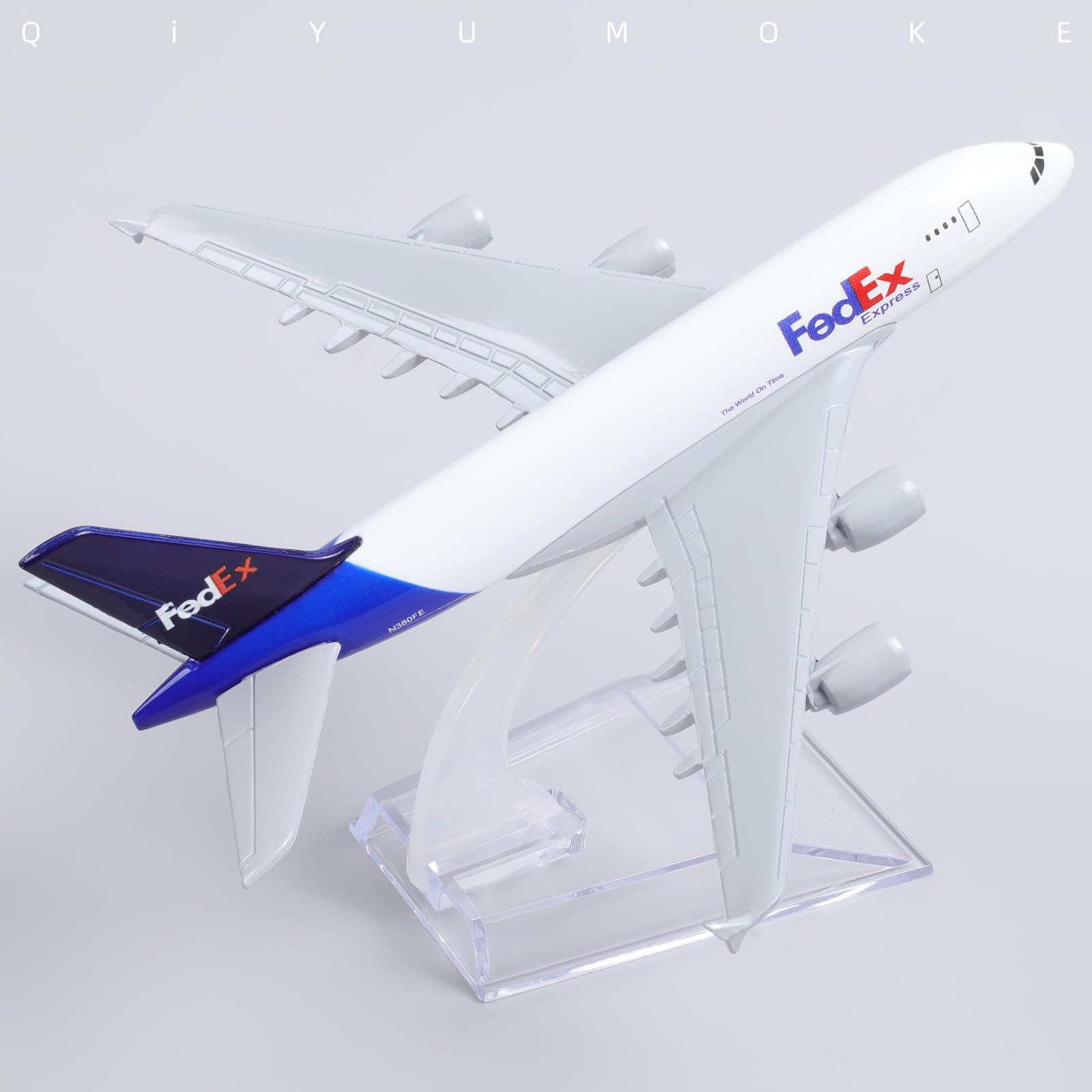 1/400 Diecast Metal FedEx Airbus A380 Cargo Jet Model, Aviation Collector's Display by QIYUMOKE