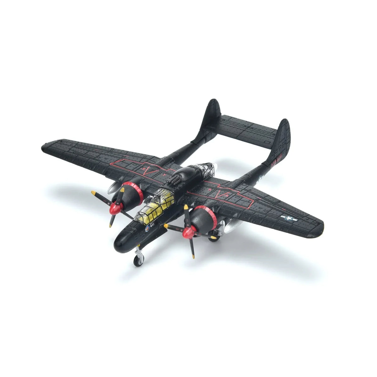 NUOTIE Model 1/144 scale Northrop P-61B Black Widow black aircraft top view