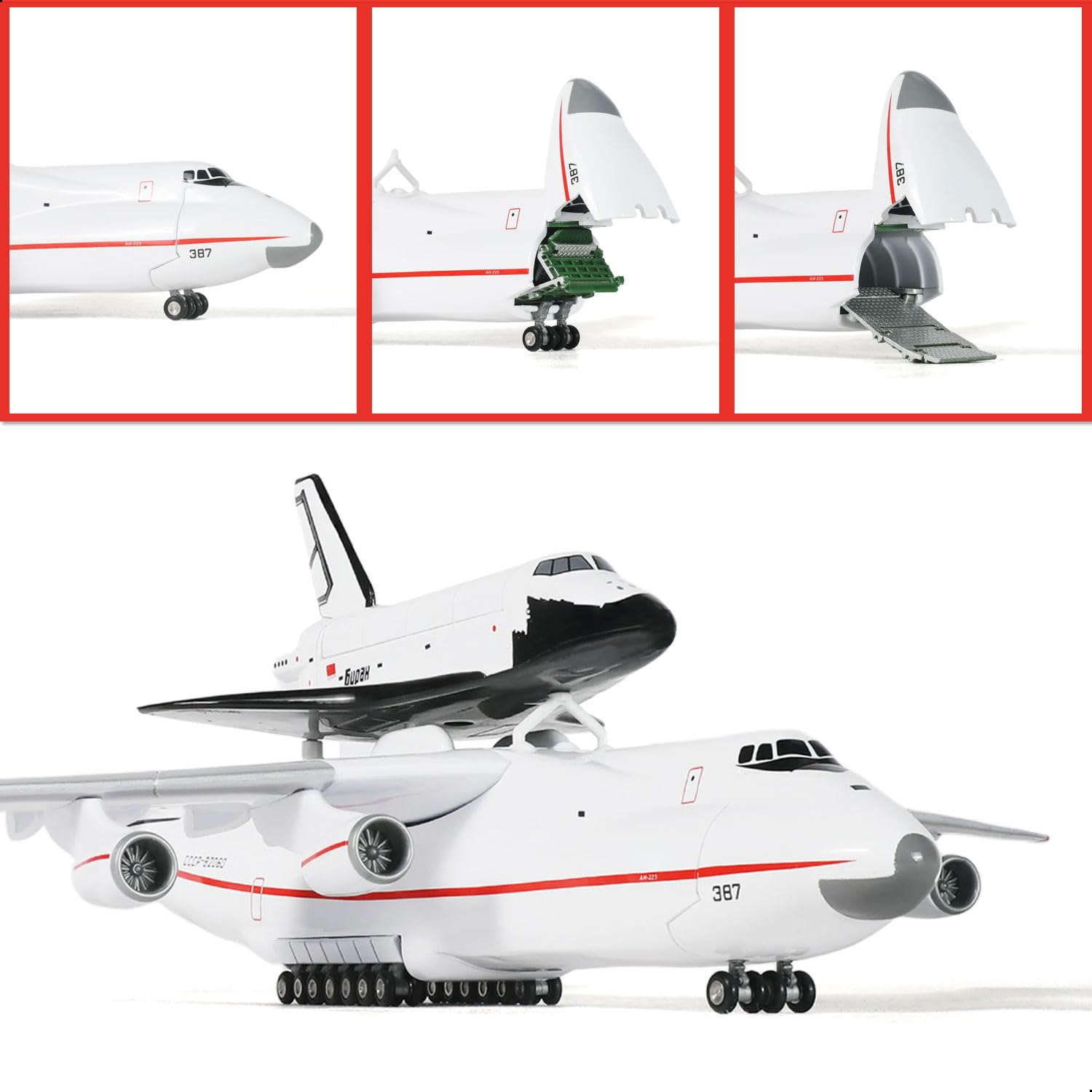 1/200 Antonov An-225 Mriya Transport Aircraft Model, Resin Buran Shuttle Carrier Display by QIYUMOKE