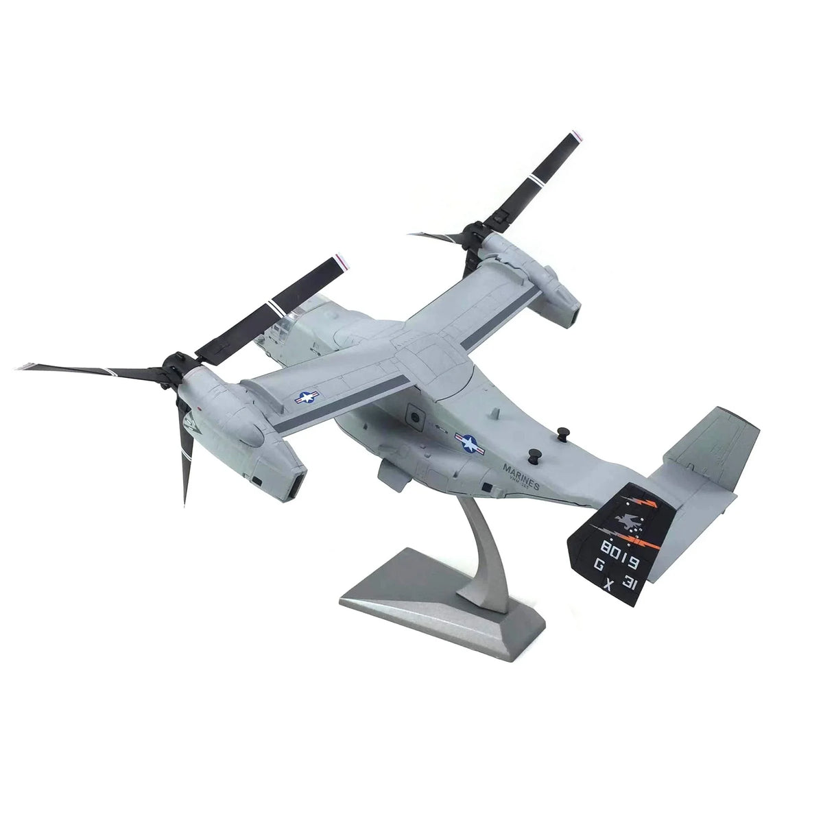 NUOTIE 1/72 MV-22 Osprey diecast metal model with stand, top view