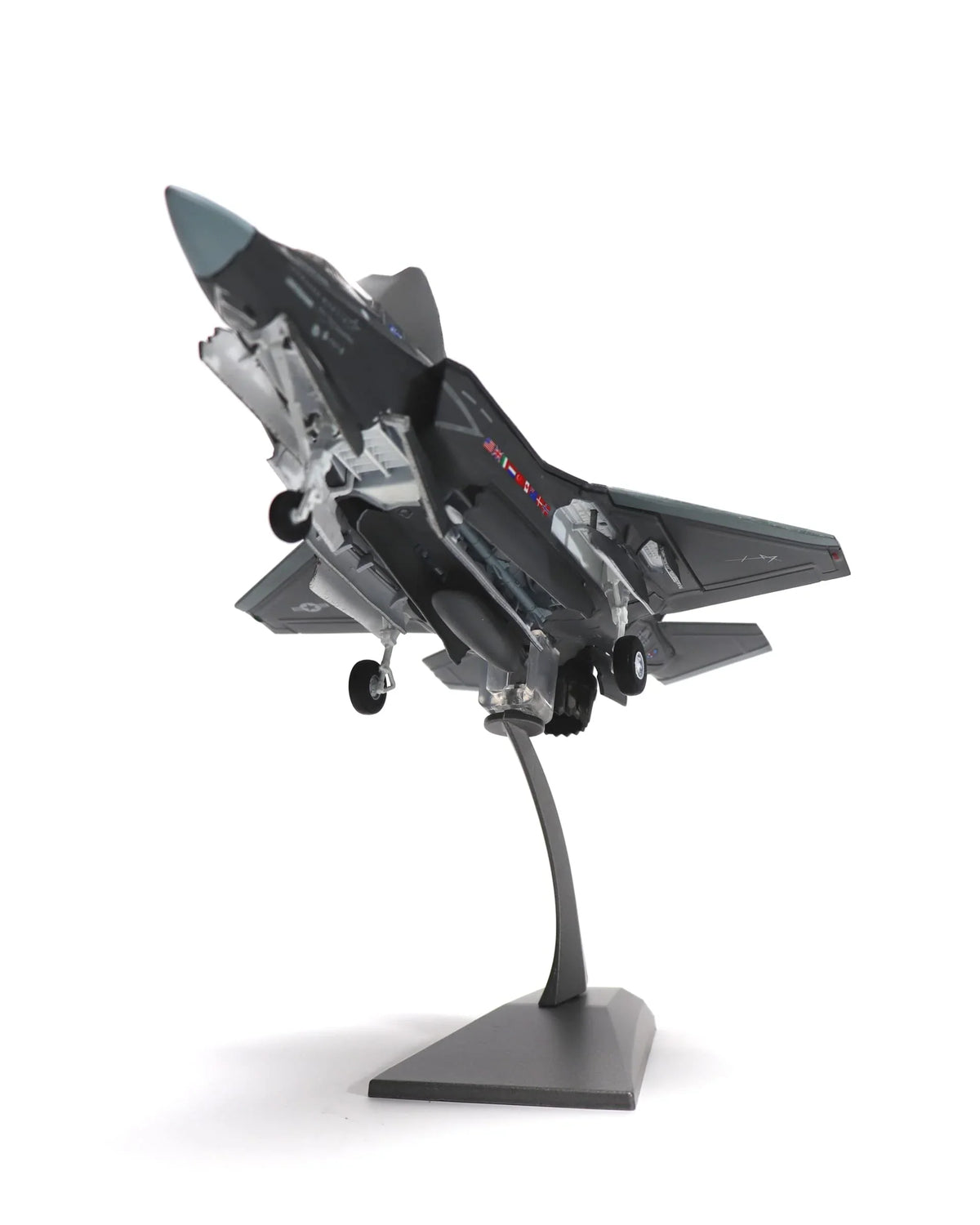 NUOTIE Model F-35B Lightning II diecast metal model aircraft in gray with underside detail, angled view