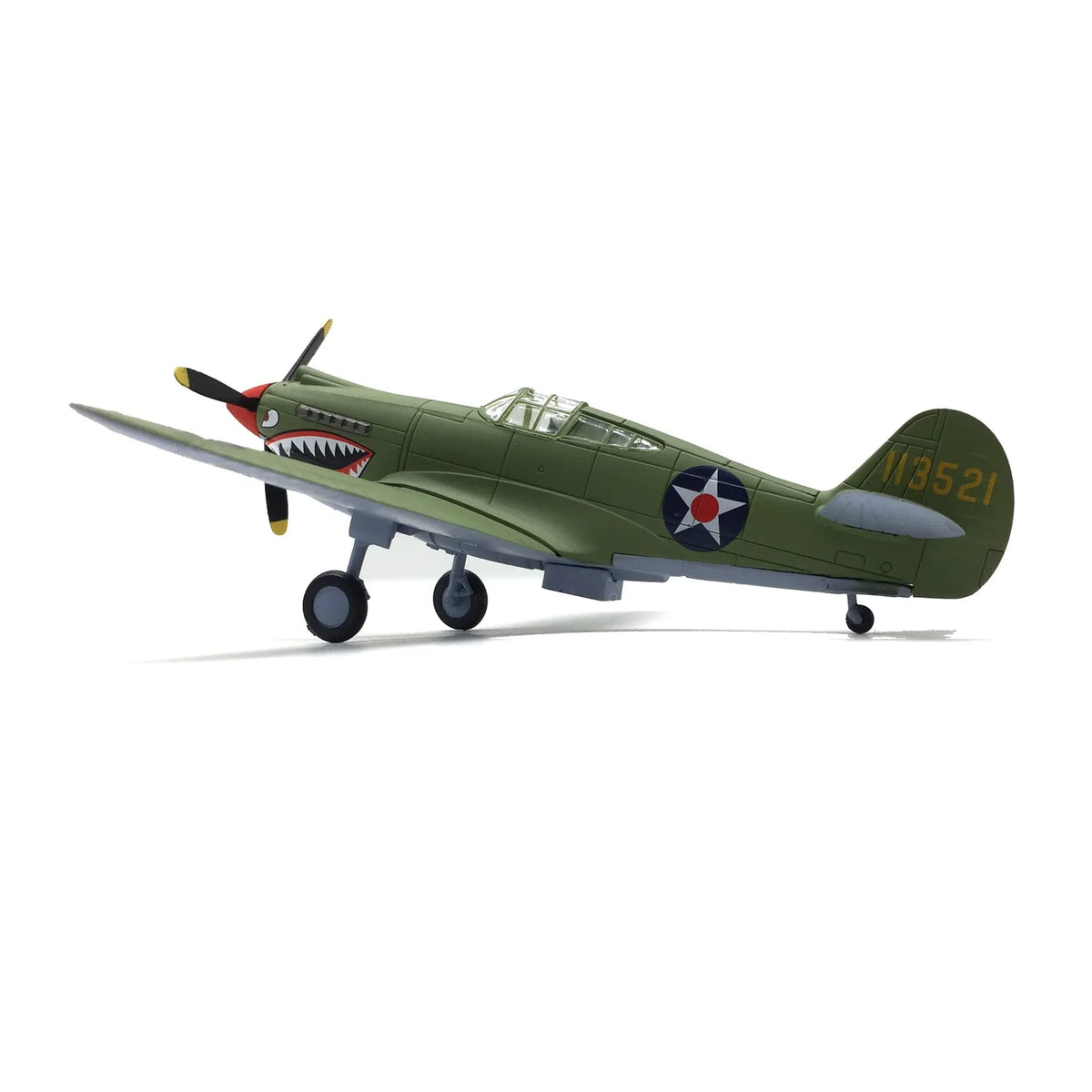 NUOTIE P-40B Tomahawk diecast model, green body, side profile