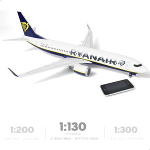1/130 Boeing 737 Commercial Airliner Die-cast Model | Finished Static Display Plane with Base Stand
