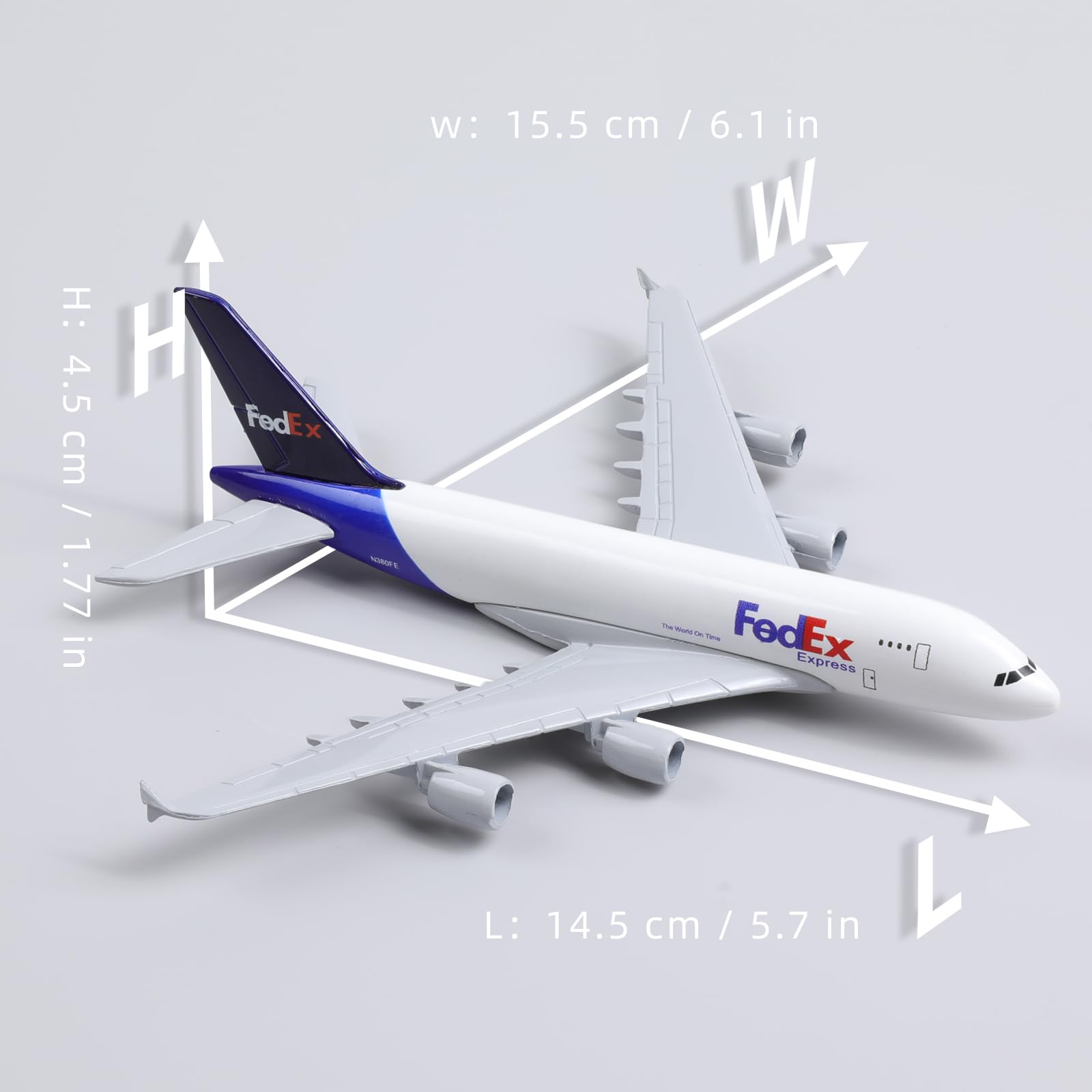 1/400 Diecast Metal FedEx Airbus A380 Cargo Jet Model, Aviation Collector's Display by QIYUMOKE