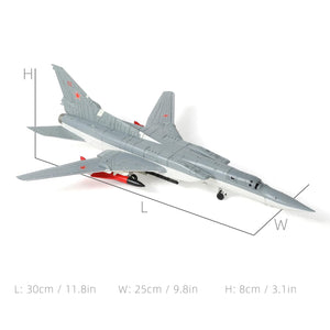 NUOTIE 1/144 Tupolev Tu-22M Backfire Heavy Bomber Aircraft Model Russia Bomber Aircraft Model Metal Diecast Plane with Display Stand Collection Gift for Adults