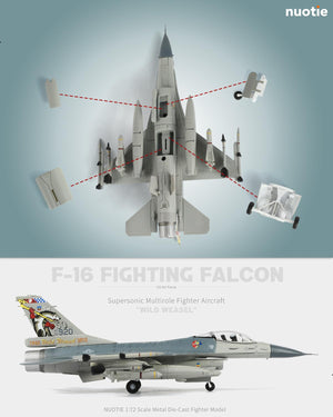 NUOTIE F-16 Fighting Falcon model airplane with underside details and markings, top view