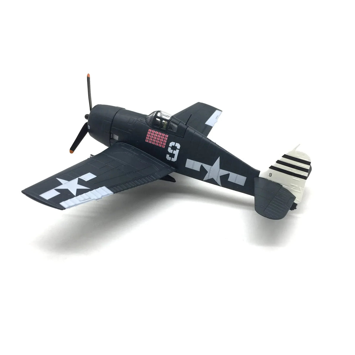 NUOTIE F6F Hellcat diecast model in navy color, side view highlighting wing and tail details