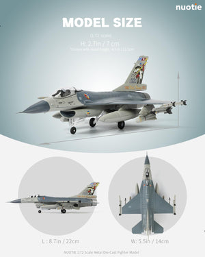 F-16 Fighting Falcon Wild Weasel Diecast Model Airplane 1/72 Scale Military Aircraft Collectible for Aviation Enthusiasts Zinc Alloy Sculpture