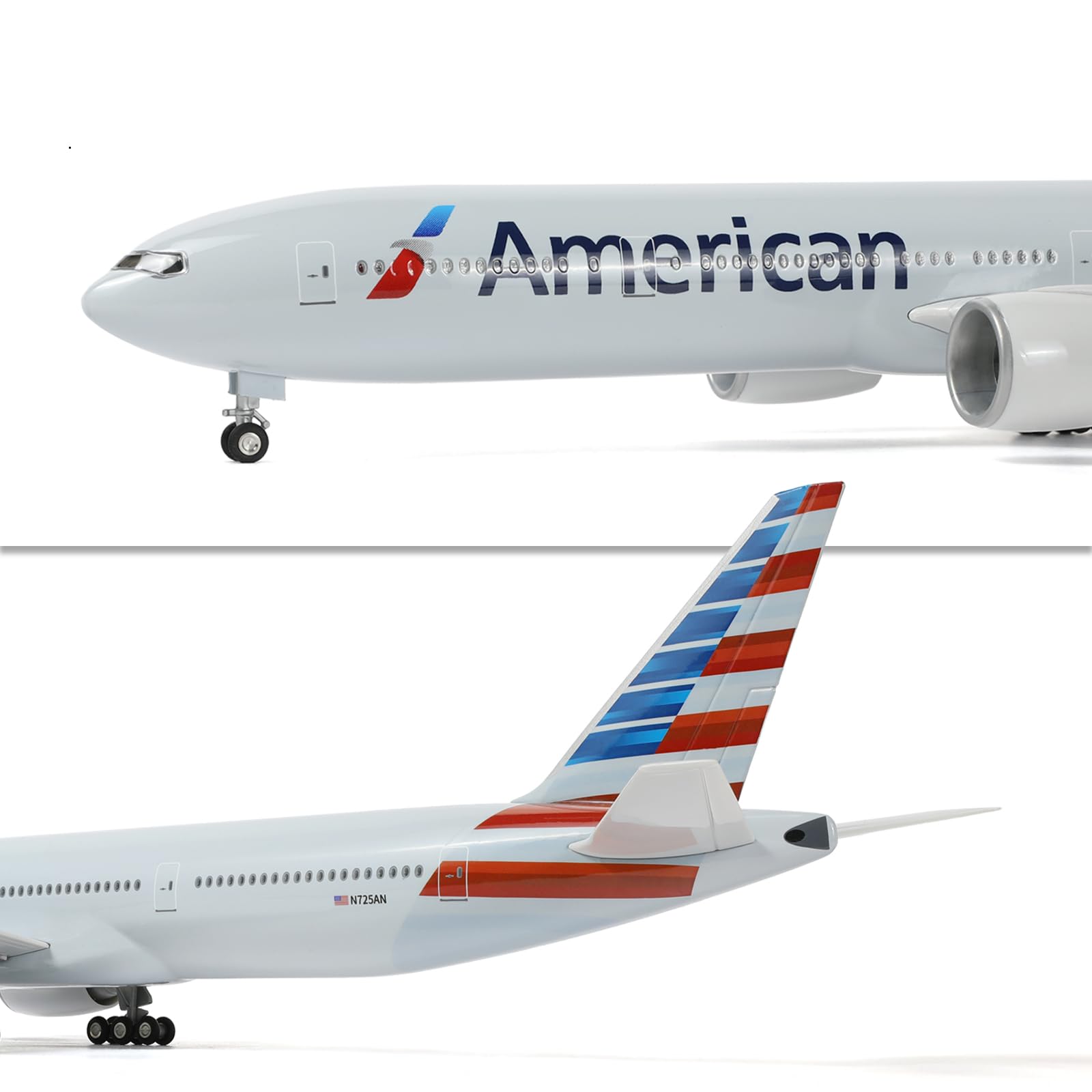 1/150 B777-300ER American Airlines Assembly Model Kit | Plastic Hobby Plane with Display Base